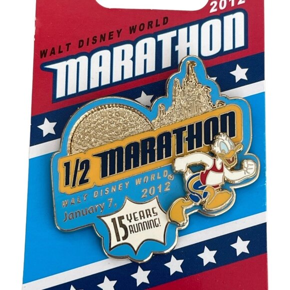 Walt Disney World Run Disney 2012 Half Marathon Donald Duck Logo Limited Pin - Picture 3 of 5